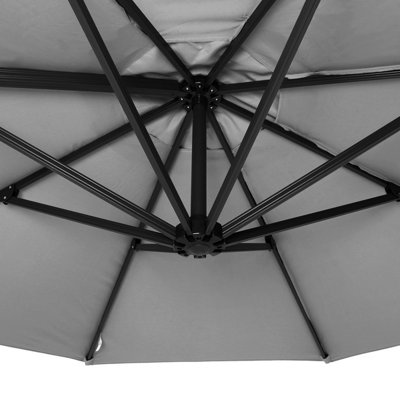 Charles Bentley 3.5m X-Large Hanging Banana Umbrella Parasol Grey - 6
