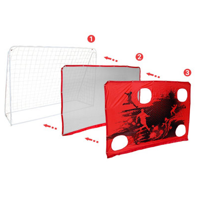 Charles Bentley 3-in-1 Target Shot Steel Frame Football Goal & Net Portable - 4