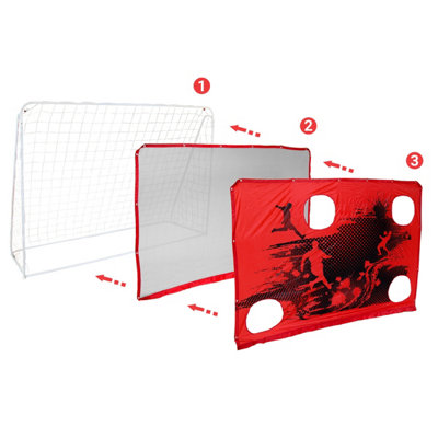 Charles Bentley 3-in-1 Target Shot Steel Frame Football Goal & Net Portable