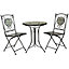 Charles Bentley 3 Piece Wrought Iron Mosaic Bistro Set Table and 2 Chairs