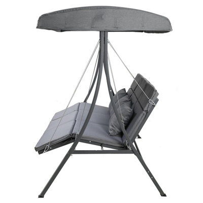 Charles Bentley 3 Seater Lounger Swing Chair for Garden or Patio - Grey - 3