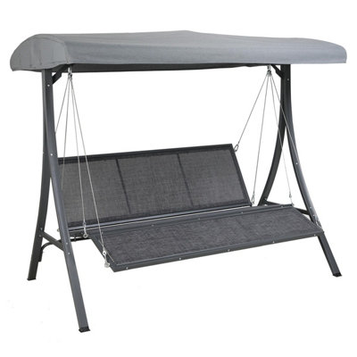 Charles Bentley 3 Seater Lounger Swing Chair for Garden or Patio - Grey - 4
