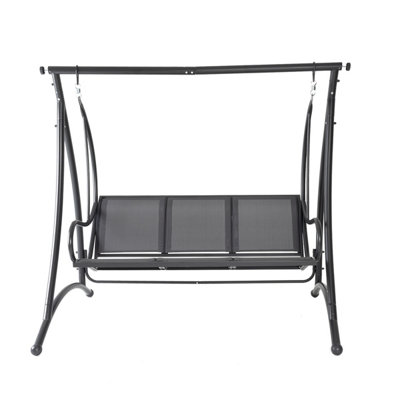 Charles Bentley 3 Seater Outdoor Swing Seat Bench Chair Hammock w/ Canopy -Grey - 8