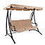 Charles Bentley 3 Seater Premium Outdoor Swing Seat Bench Chair w/ Beige Canopy