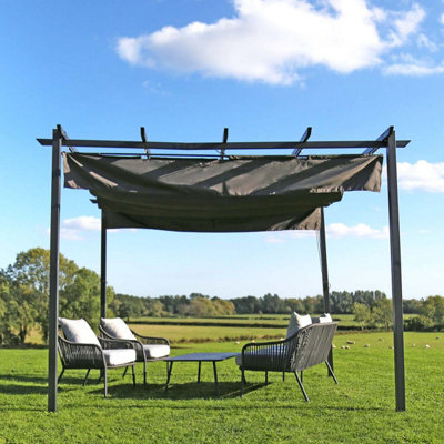 Charles Bentley 3 x 3m Steel Pergola Gazebo Modern for Garden Showerproof - Grey - 5