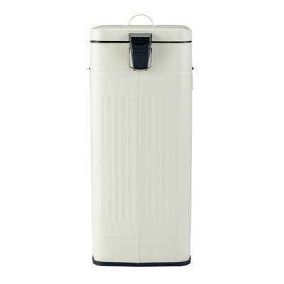 Charles Bentley 30L Steel Square Retro Kitchen Pedal Waste Bin Cream - 8