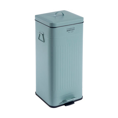 Charles Bentley 30L Steel Square Retro Kitchen Pedal Waste Bin Heritage Green - 5