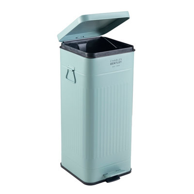 Charles Bentley 30L Steel Square Retro Kitchen Pedal Waste Bin Heritage Green - 6