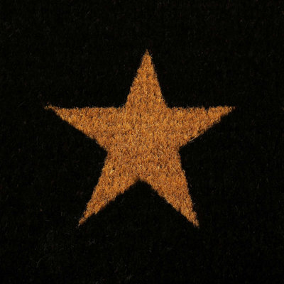 Charles Bentley 35" Black Triple Star Coir Door Mat Large Heavy Duty 60x89cm