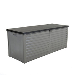 Charles Bentley 390L Large Outdoor Garden Plastic Storage Box, Grey/Black