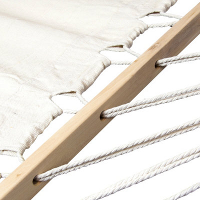 Charles Bentley 3M Garden Hammock With Wooden Arc Stand One Person - Cream - 5