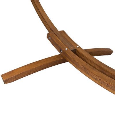 Charles Bentley 3M Garden Hammock With Wooden Arc Stand One Person - Cream - 6