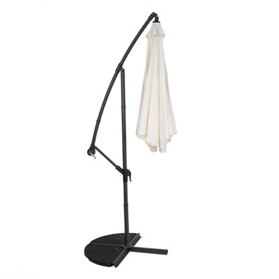 Charles Bentley 3m Hanging Banana Cantilever Garden Umbrella - Cream - 4
