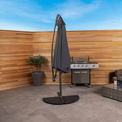 Charles Bentley 3m Hanging Banana Cantilever Garden Umbrella - Grey
