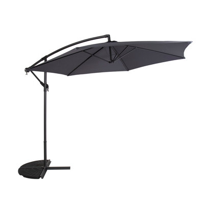 Charles Bentley 3m Hanging Banana Cantilever Garden Umbrella - Grey - 4