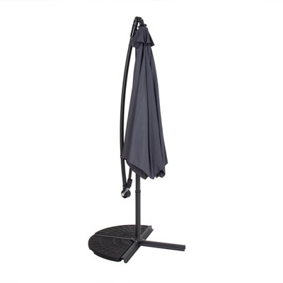 Charles Bentley 3m Hanging Banana Cantilever Garden Umbrella - Grey - 5