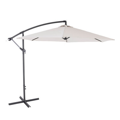 Charles Bentley 3m Hanging Banana Cantilever Garden Umbrella - Light Grey - 3