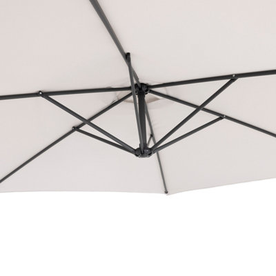 Charles Bentley 3m Hanging Banana Cantilever Garden Umbrella - Light Grey - 4