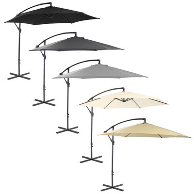 Charles Bentley 3m Hanging Banana Cantilever Garden Umbrella - Light Grey - 7