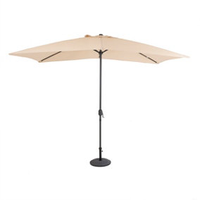 Charles Bentley 3m x 2m Rectangular Outdoor Garden Parasol Umbrella - Beige