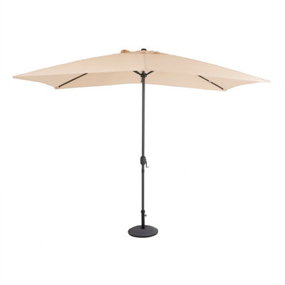 Charles Bentley 3m x 2m Rectangular Outdoor Garden Parasol Umbrella - Beige - 3