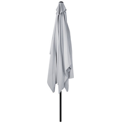 Charles Bentley 3m x 2m Rectangular Outdoor Garden Parasol Umbrella - Light Grey - 5