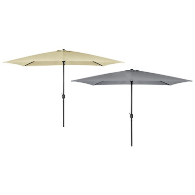 Charles Bentley 3m x 2m Rectangular Outdoor Garden Parasol Umbrella - Light Grey - 6