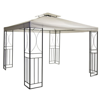 Charles Bentley 3m x 3m Steel Art Cream Gazebo Party Tent With Fly Screen