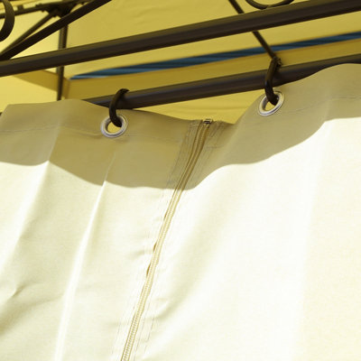 Charles Bentley 3M X 4M Steel Art Beige Gazebo With Side Curtains Marquee Tent - 3