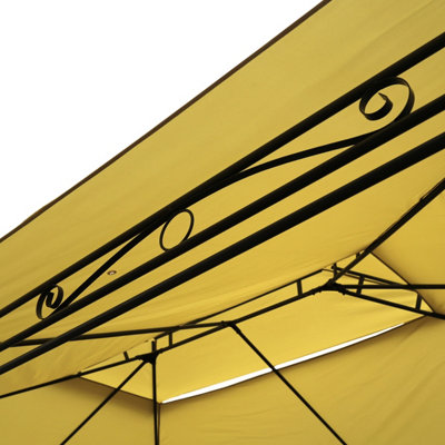 Charles Bentley 3M X 4M Steel Art Beige Gazebo With Side Curtains Marquee Tent - 5