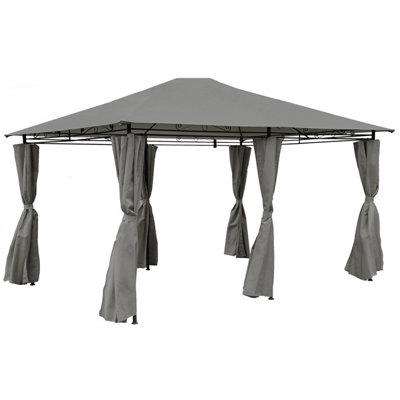 Charles Bentley 3m x 4m Steel Art Large Gazebo With Side Curtains Grey