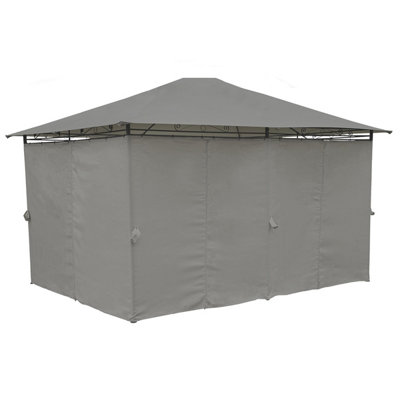 Charles Bentley 3m x 4m Steel Art Large Gazebo With Side Curtains Grey