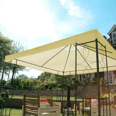 Charles Bentley 3Mx3M Steel Art Outdoor Gazebo Luxury Metal Frame Marquee Cream - 3