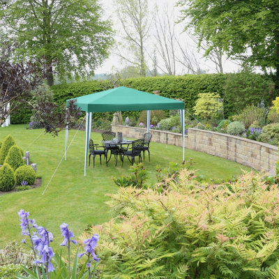 Charles Bentley 3x3m Polyester Gazebo Green/Stripe Showerproof - 7