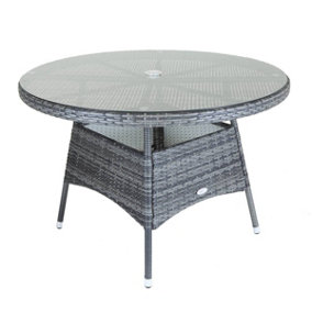Charles Bentley 4 Seater Round Rattan Dining Table - Grey