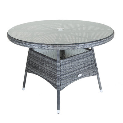 Charles Bentley 4 Seater Round Rattan Dining Table - Grey - 3