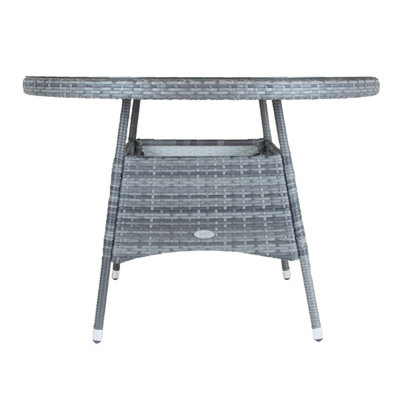 Charles Bentley 4 Seater Round Rattan Dining Table - Grey - 4