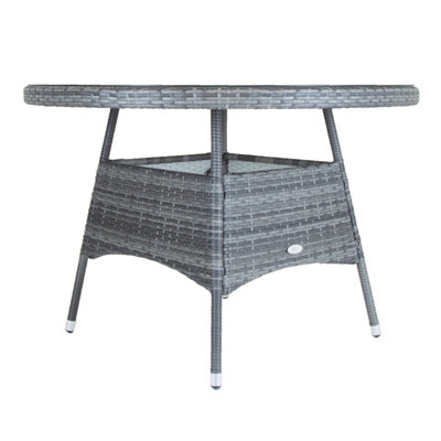 Charles Bentley 4 Seater Round Rattan Dining Table - Grey - 5