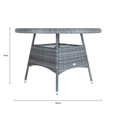 Charles Bentley 4 Seater Round Rattan Dining Table - Grey - 9