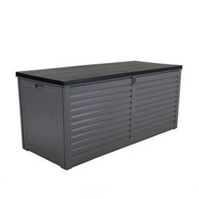 Charles Bentley 490L Large Outdoor Garden Plastic Storage Box, Grey/Black