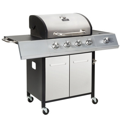 Charles Bentley 5 Burner (4+side) Premium Gas BBQ  - Stainless Steel - 5