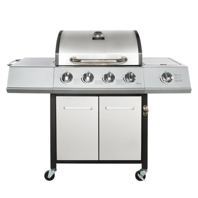 Charles Bentley 5 Burner (4+side) Premium Gas BBQ  - Stainless Steel - 6