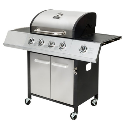 Charles Bentley 5 Burner (4+side) Premium Gas BBQ  - Stainless Steel - 8