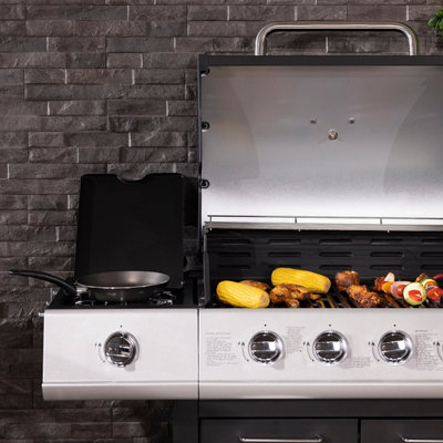 Charles Bentley 5 Burner Premium Gas BBQ  (4 x Burner + 1 Side Burner) - Black