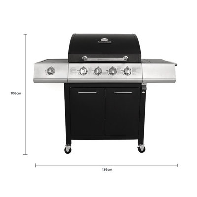 Charles Bentley 5 Burner Premium Gas BBQ  (4 x Burner + 1 Side Burner) - Black - 6