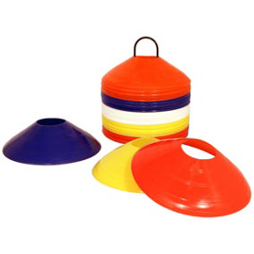 Charles Bentley 50 Multi Coloured Space Disc Training Markers Cones With Stand