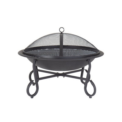 Charles Bentley 56cm Round Outdoor Garden Patio Fire Pit Heater Open Bowl Black - 4