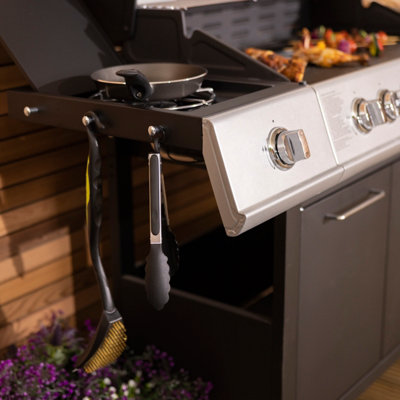 Charles Bentley 7 Burner Premium Gas Bbq Barbecue Side Burner - Black & Grey