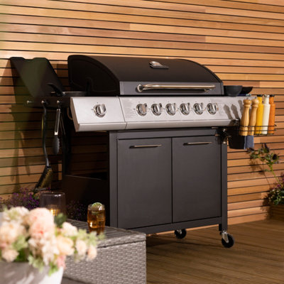 Charles Bentley 7 Burner Premium Gas Bbq Barbecue Side Burner - Black & Grey - 3