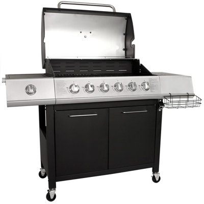 Charles Bentley 7 Burner Premium Gas Bbq Barbecue Side Burner - Black & Grey - 7